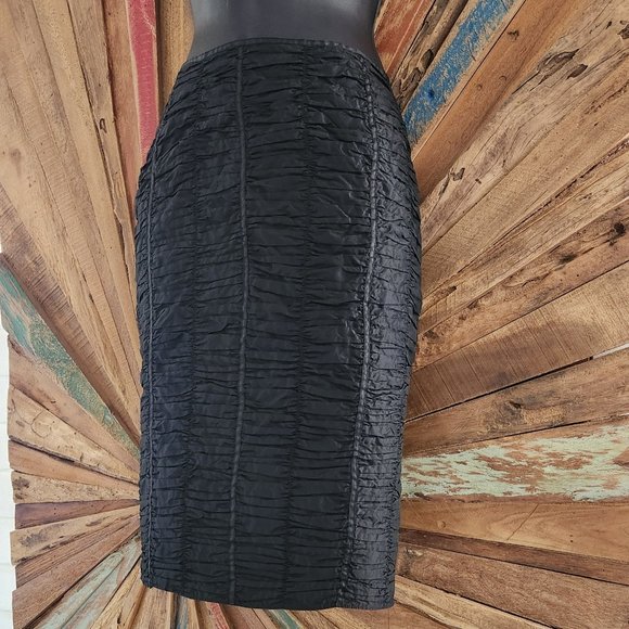 NWOT Oscar de la Renta micro pleated/textured/gathered silk  skirt Sz 6 - Picture 1 of 10